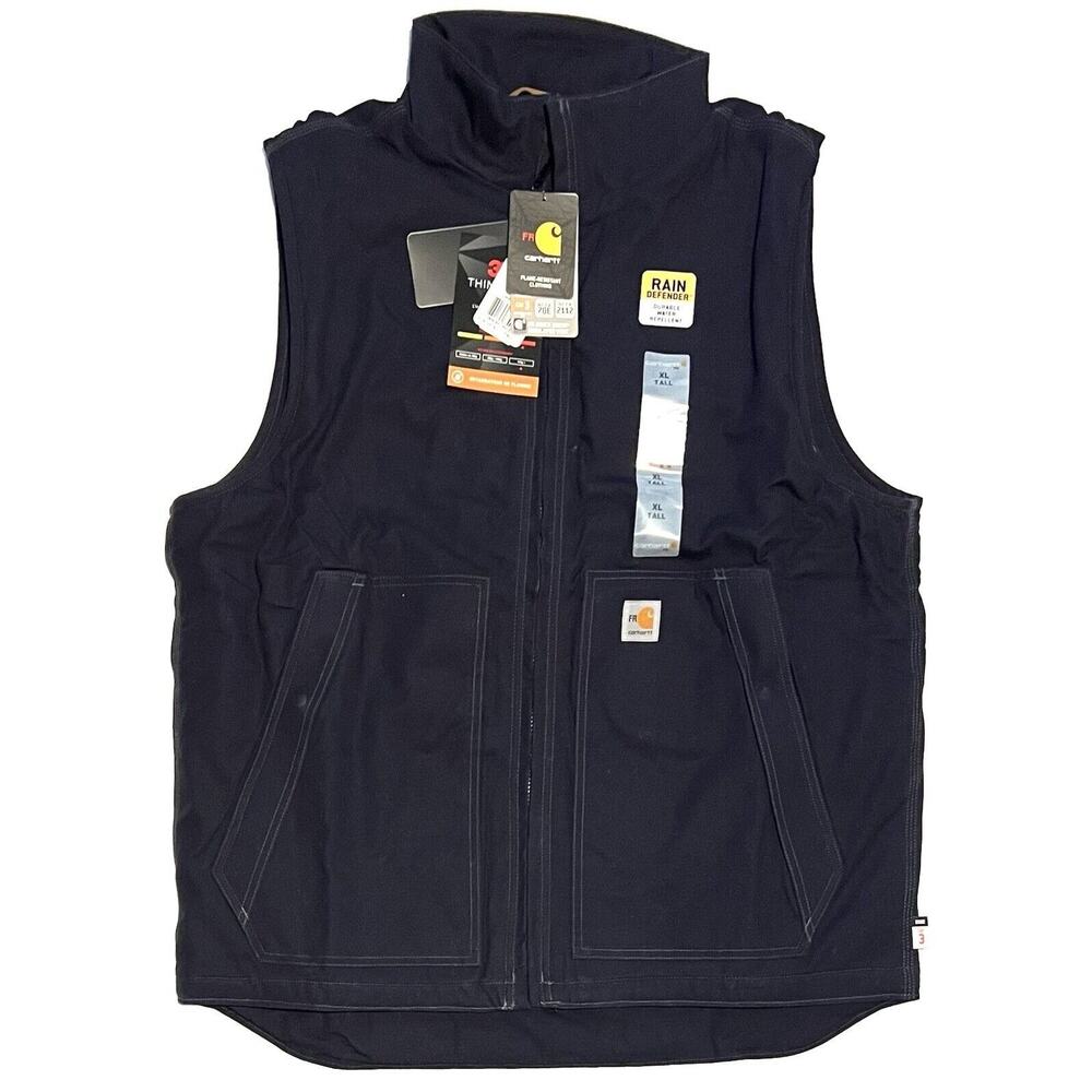Carhartt 103387 XLT Rain Defender FR Flame Resistant Quick Duck Vest Navy TALL